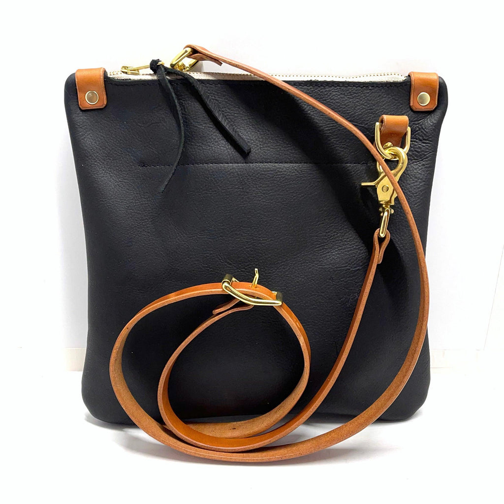 Mini Messenger in Black - Leather Pasture