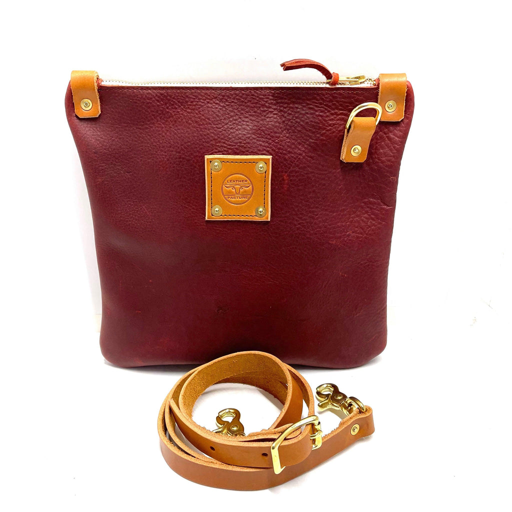 Mini Messenger in Merlot - Leather Pasture