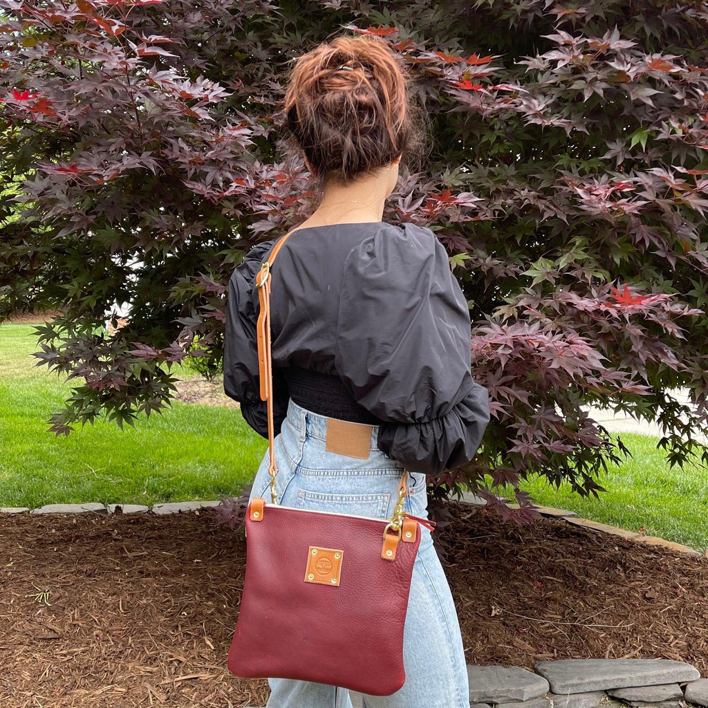 Mini Messenger in Merlot - Leather Pasture