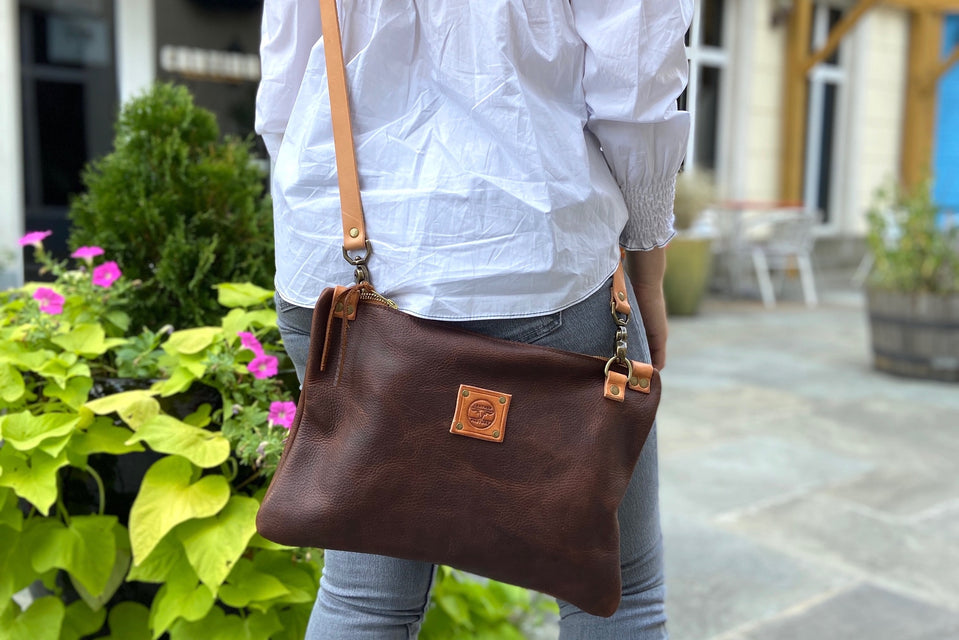 Madeleine Mini-Tote Bag in Horween Brown with Zipper - Grit Mercantile