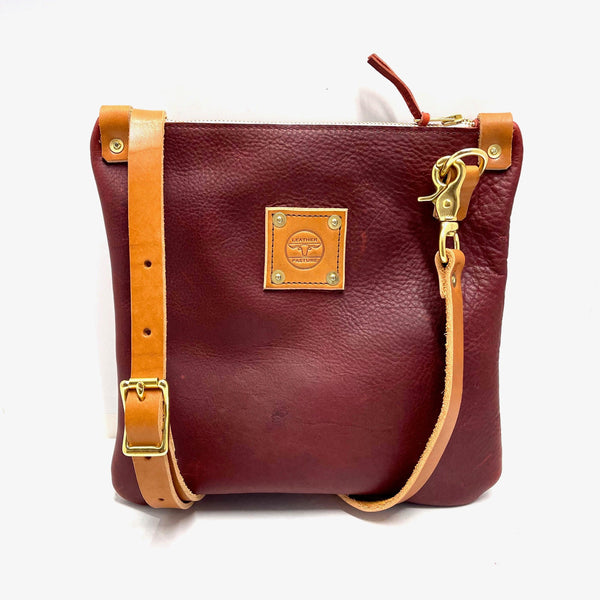 Mini Messenger in Merlot - Leather Pasture