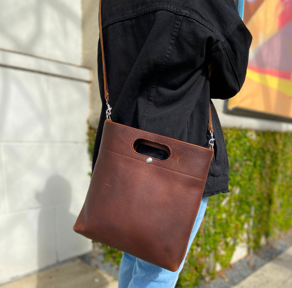 Leather Twist Handle Bag