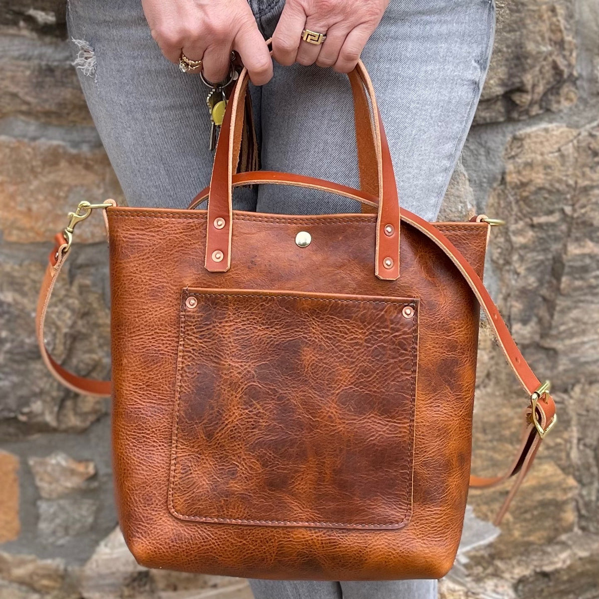  Handmade real leather bucket bag - Soft veg tanned leather :  Handmade Products