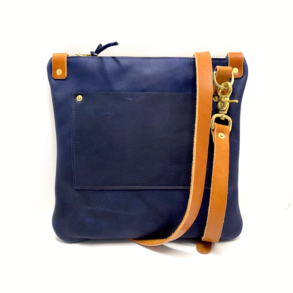 Mini Messenger in Navy - Leather Pasture